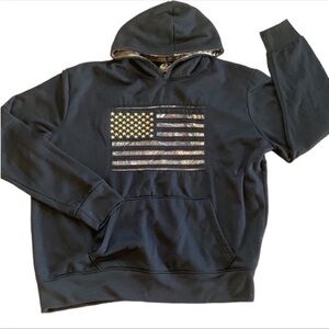 Mossy Oak American Flag Camo Black Sweatshirt Hoodie Size XL